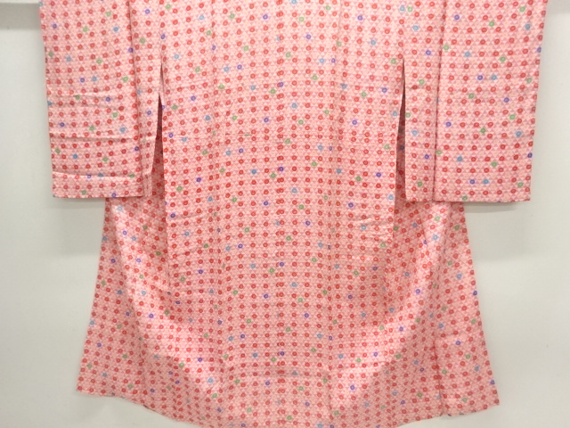 JAPANESE KIMONO / ANTIQUE JUBAN / SILK / TRIANGLE & FLOWER